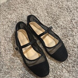 Cushionaire Black Mesh Mary Jane Flats